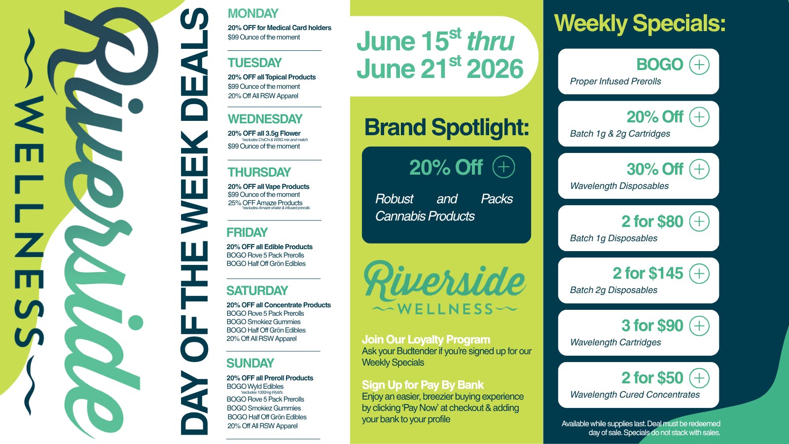 Riverside Wellness Weekly Specials 6/15-6/21
