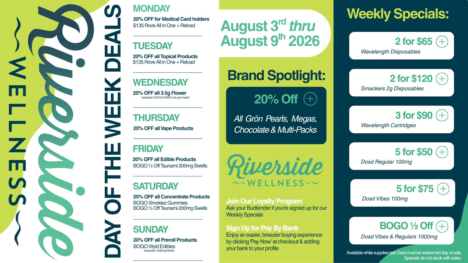 Riverside Wellness Weekly Weed Menu 8/3-8/9