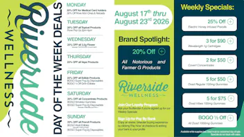 Riverside Wellness Weekly Weed Menu 8/17-8/23