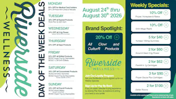 Riverside Wellness Weekly Weed Menu 8/24-8/30