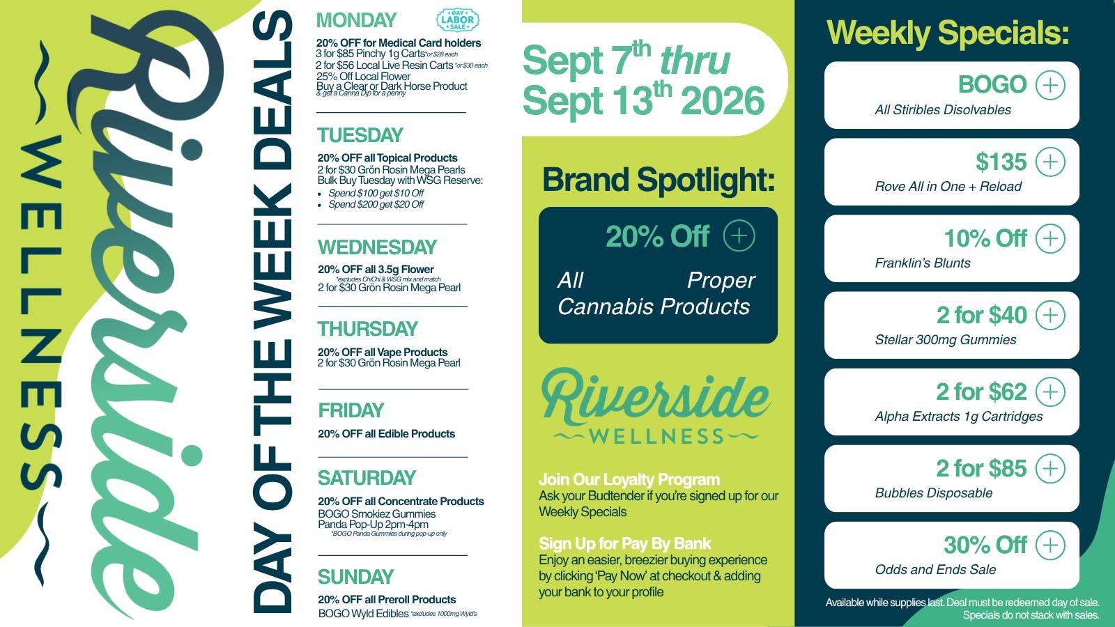 Riverside Wellness Weekly Weed Specials 9/7-9/13