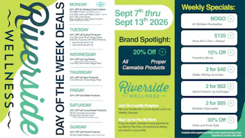 Riverside Wellness Weekly Weed Specials 9/7-9/13