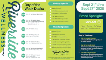 Riverside Wellness Weekly Weed Specials 9/21-9/27