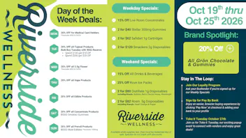 Riverside Wellness Weekly Weed Menu 10/19-10/25