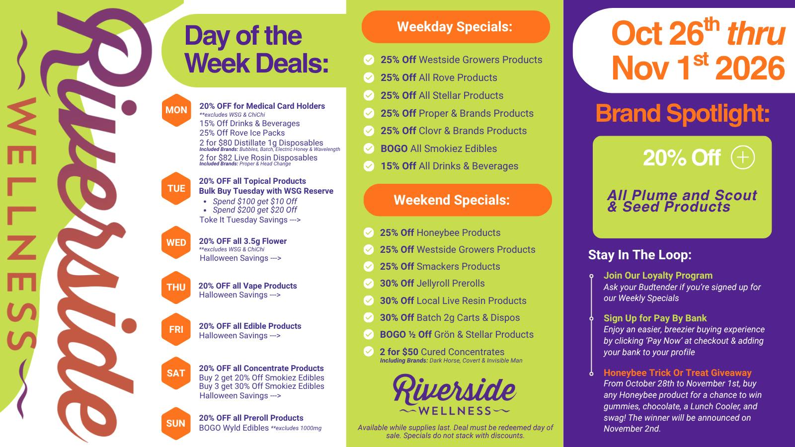 Riverside Wellness Halloween Week Deals 10/26-11/1