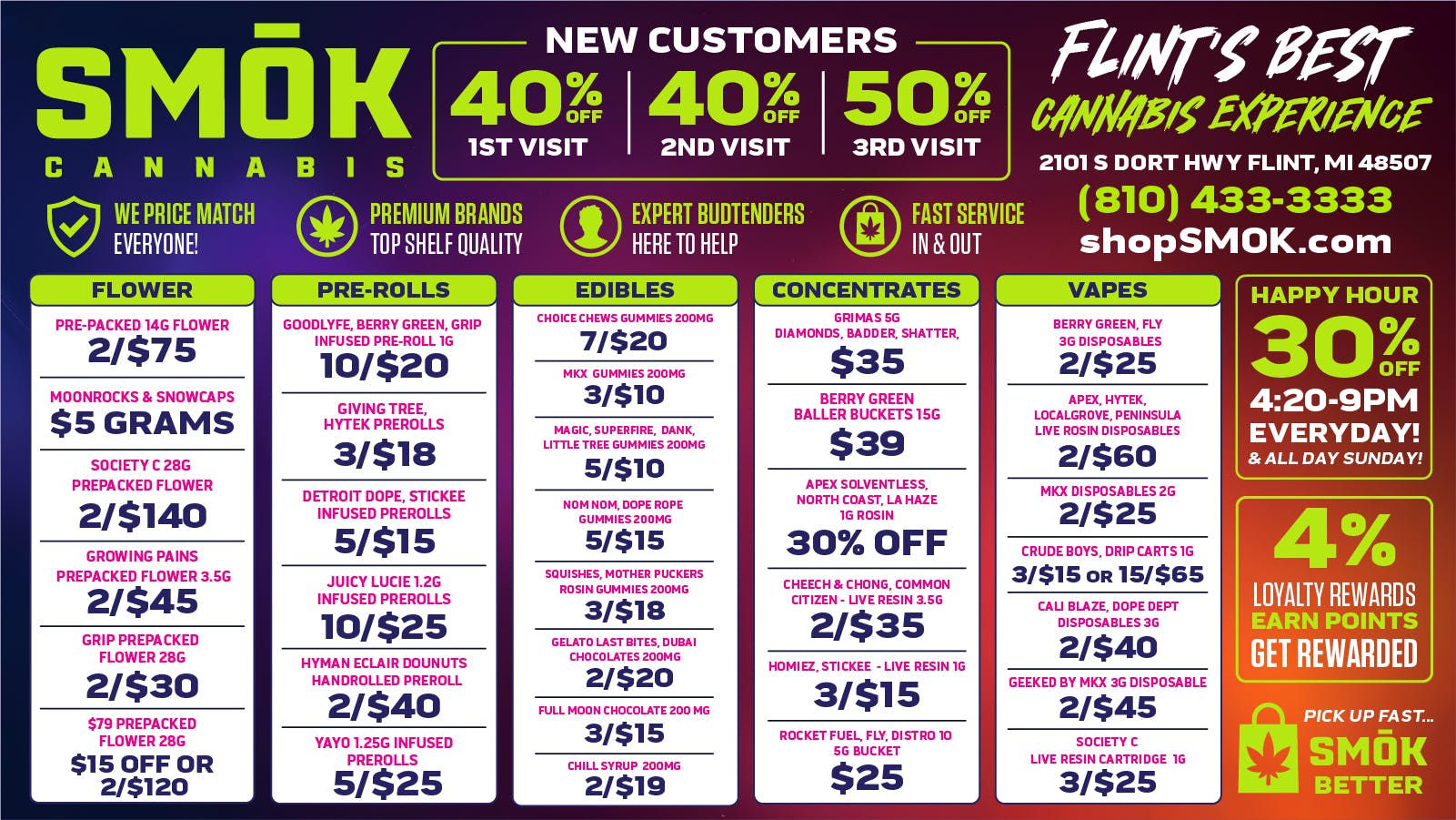 Smók Cannabis 40% OFF ALL DAY TODAY
