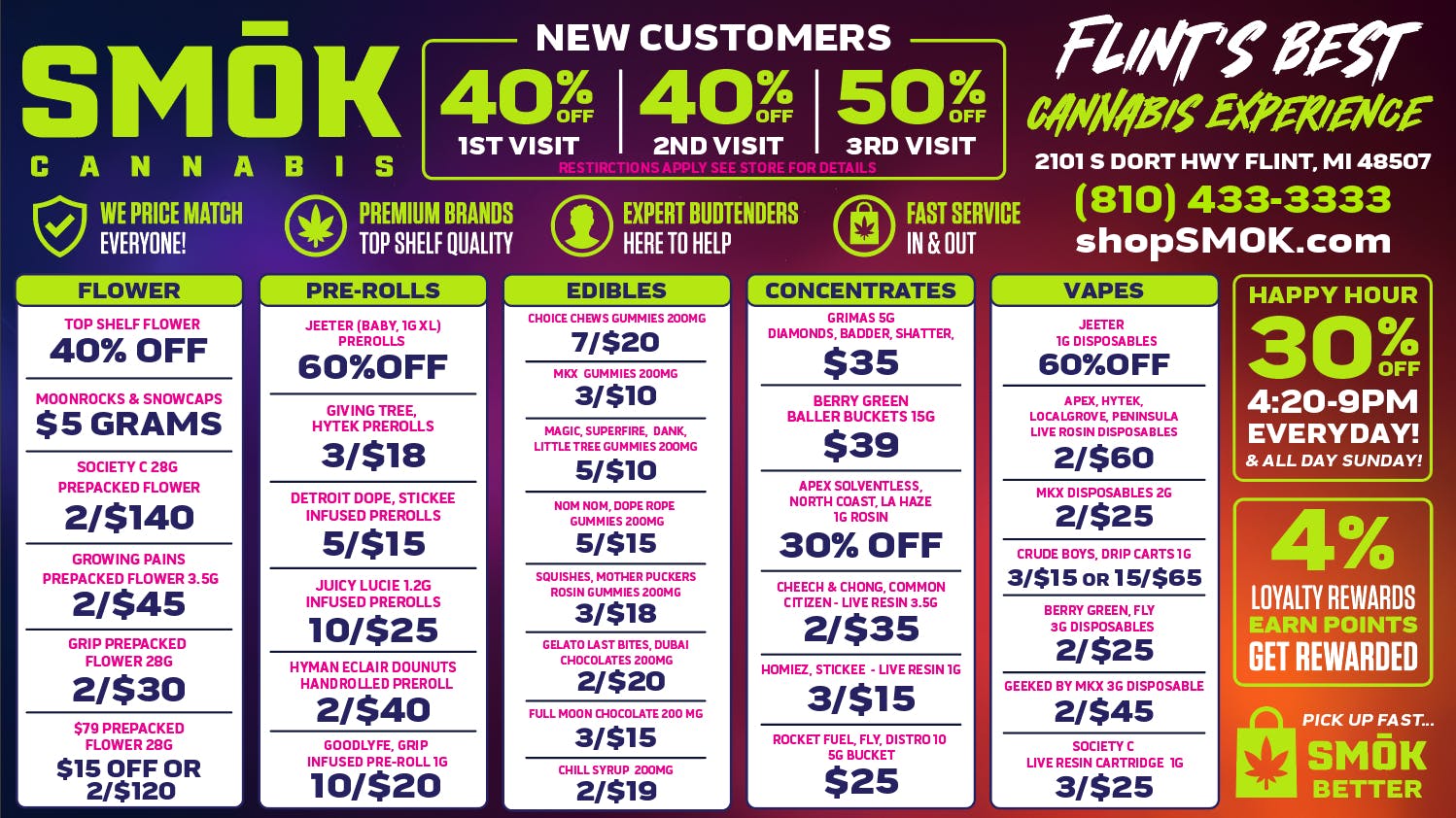 Smók Cannabis 60% OFF ALL JEETER PREROLLS ALL WEEKEND LONG