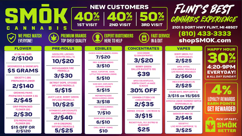 Smók Cannabis Delivery 30%OFF HAPPY HOUR 4:20- CLOSE EVERYDAY