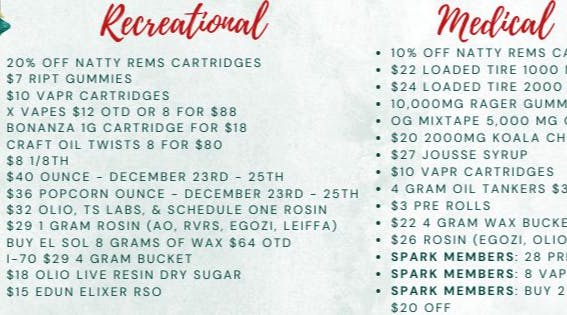 Spark Dispensary Its Beginning To Look Alot Like December Deals