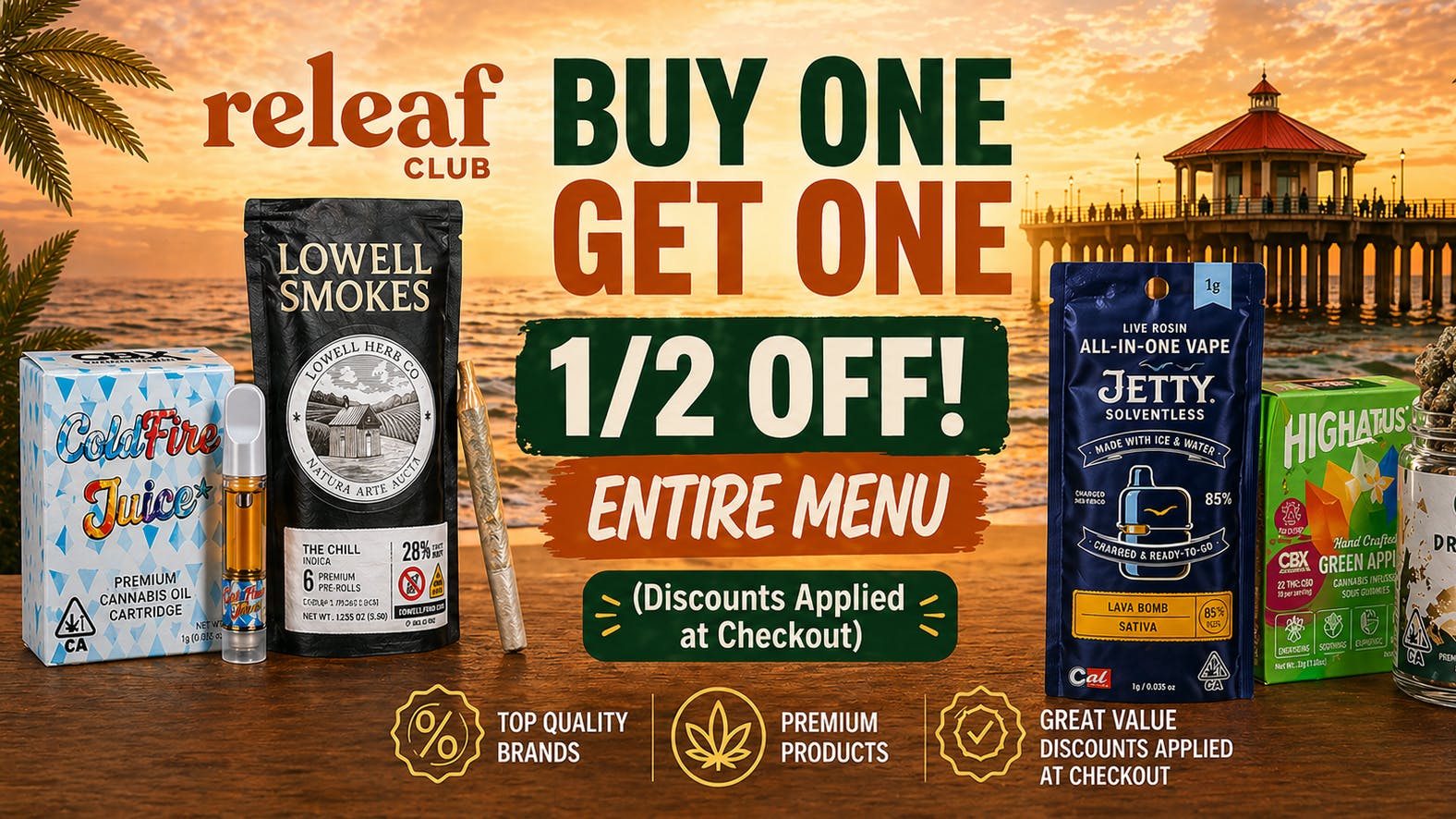 Releaf Club BOGO 50% OFF ENTIRE MENU!!!