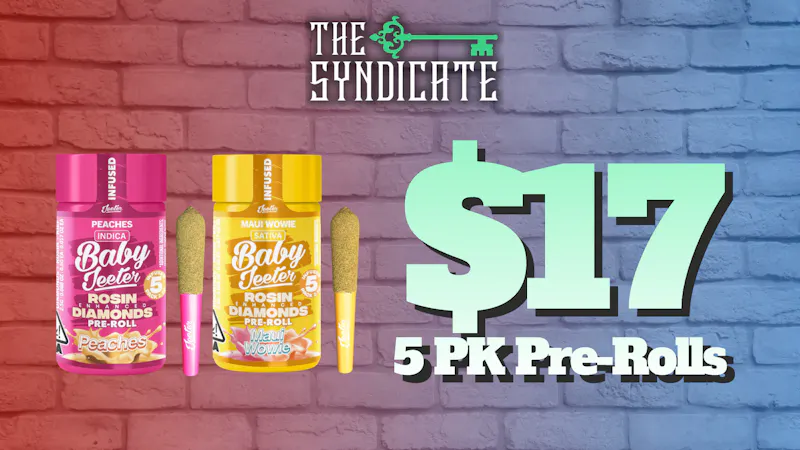 The Syndicate - Desert Hot Springs $17 PRE-TAX JEETER 5-PK PRE-ROLLS
