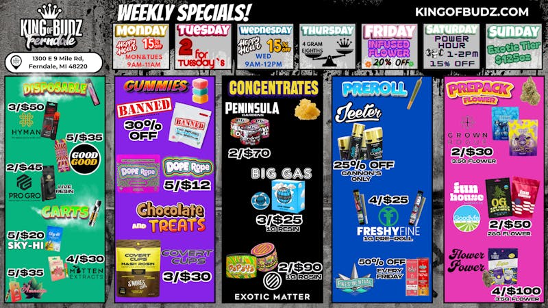King of Budz - Ferndale Weekly Deals 🎉