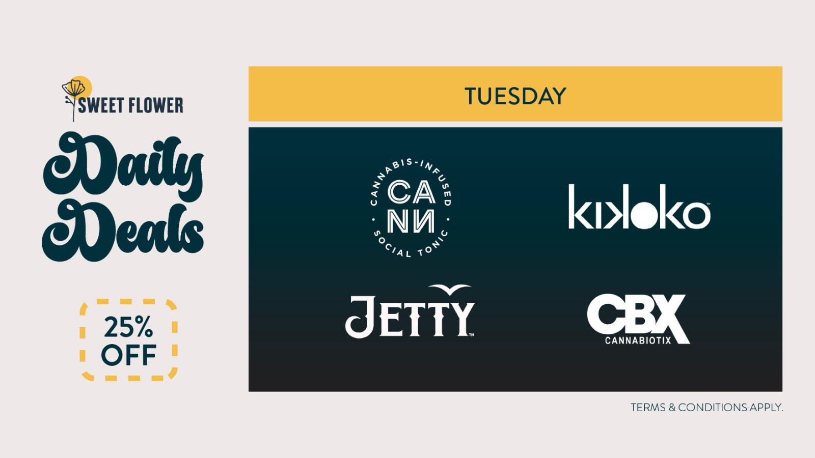 Sweet Flower - Westwood 25% Off All Cannabiotix, Jetty, Kikoko & Cann