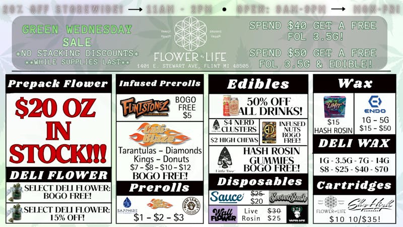 Flower of Life GREEN WEDNESDAY DEALS!