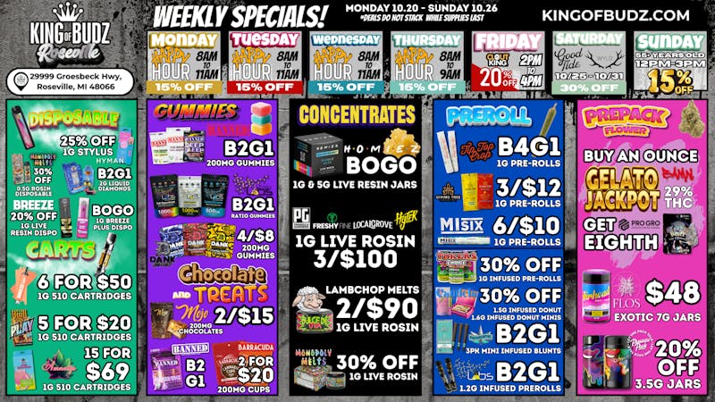 King of Budz Roseville B2G1 EDIBLES & PRE-ROLLS!🔥