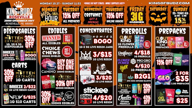 King of Budz Roseville 40% OFF JEETER! 🚨 30% OFF MITTEN EXTRACTS! 🔥