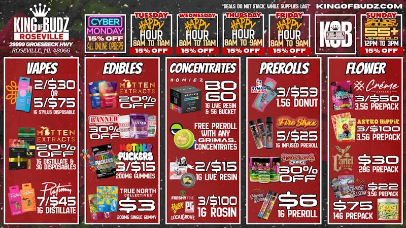 King of Budz Roseville 20% OFF MITTEN EXTRACTS 🔥 BOGO HOMIEZ WAX 🍯