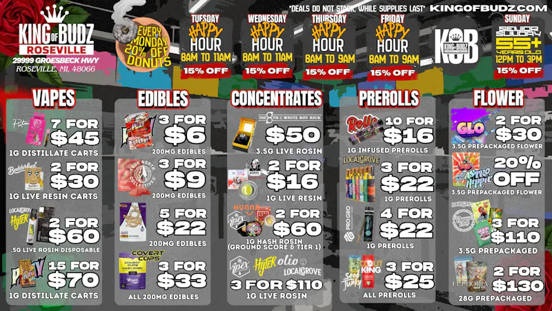 King of Budz Roseville KOB Roseville Deals 4/21-4/26