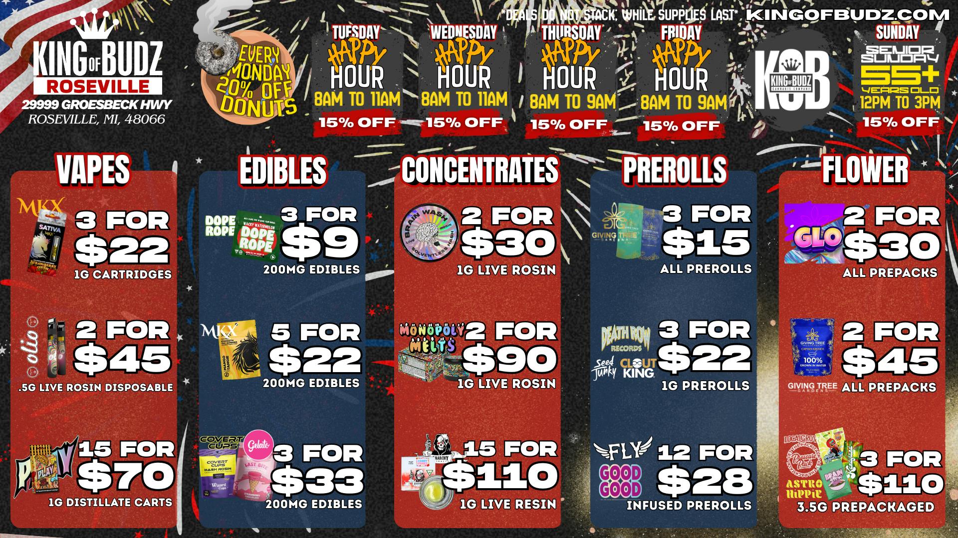 King of Budz Roseville KOB Roseville Deals 6/29-7/5