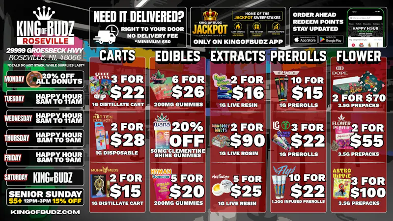 King of Budz Roseville KOB Roseville Summer Deals 7/20-8/2