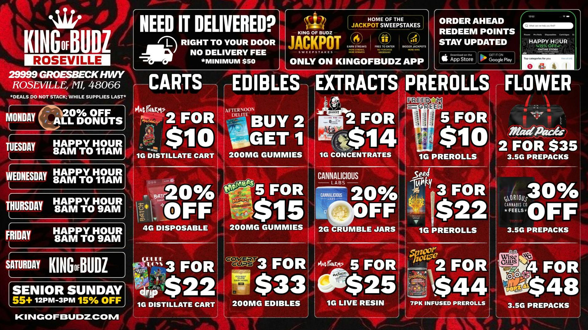 King of Budz Roseville KOB Roseville Deals 6/3-6/16