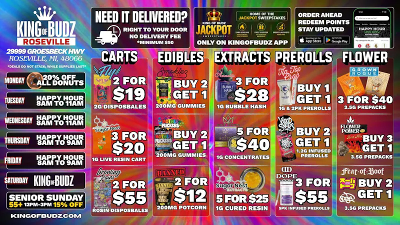 King of Budz Roseville KOB Roseville Weekly Deals 8/17-8/30