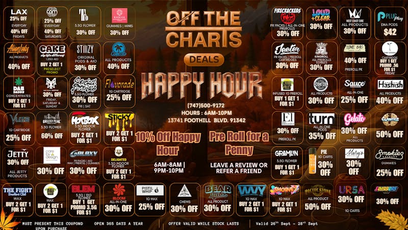 Off the Charts - Sylmar END OF SUMMER DEAL