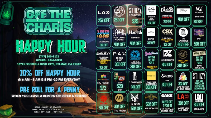 Off the Charts - Sylmar END OF SUMMER DEAL