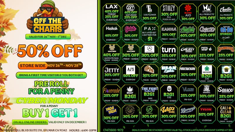 Off The Charts - Monterey We Give You Thanks by Offering The Best Deals!🍁🔥