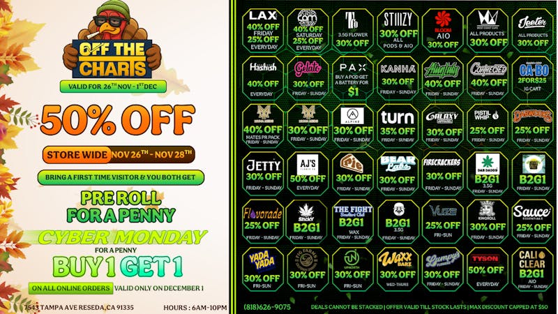 Off the Charts - Reseda DANKSGIVING DEALS!!!!