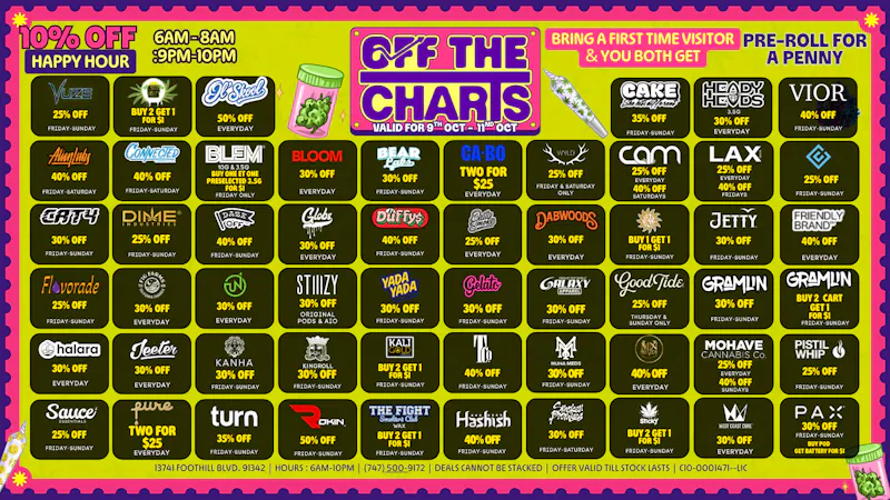 Off the Charts - Sylmar Smoking Hot Weekend Deals!!!!