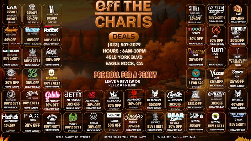 Off The Charts - Eagle Rock HOT WEEKEND DEALS @ OTC EAGLE ROCK!!!