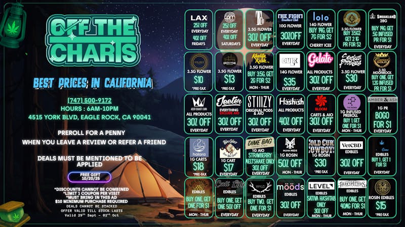 Off The Charts - Eagle Rock Stay Lifted w OTC's Best Deals in Eagle Rock!
