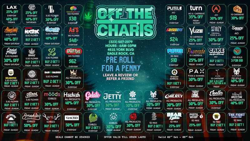 Off The Charts - Eagle Rock HOT WEEKEND DEALS @ OTC EAGLE ROCK!!!