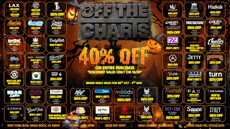 Off The Charts - Eagle Rock SPOOKTACULAR SAVINGS!!!