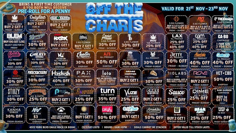 Off The Charts - Eagle Rock BEST WEEKEND DEALS IN LA!!