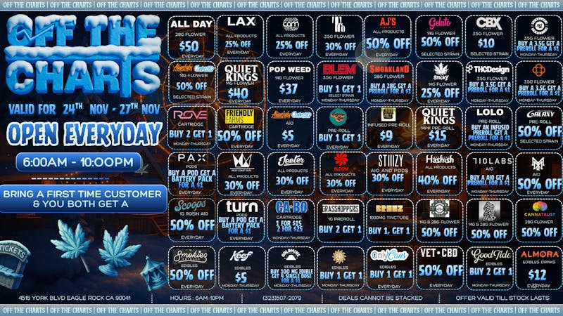 Off The Charts - Eagle Rock BEST DEALS IN LA!!