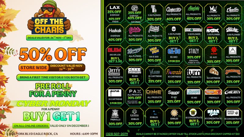 Off The Charts - Eagle Rock GET STUFFED ON HOLIDAY DEALS!!