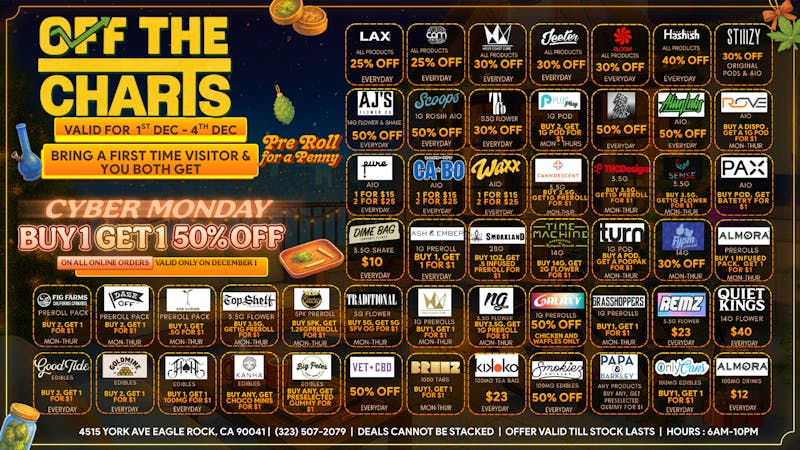 Off The Charts - Eagle Rock HOLIDAY HIGHS & GREAT DEALS @OTC EAGLE ROCK!!