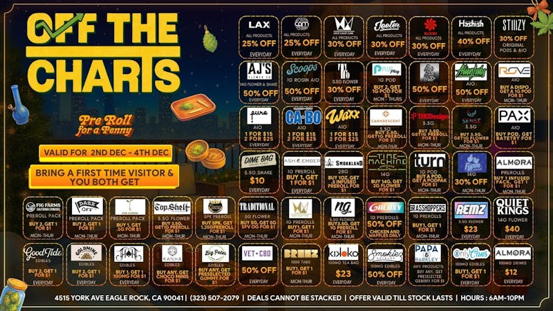 Off The Charts - Eagle Rock BEST PRICES & DEALS IN THE CITY