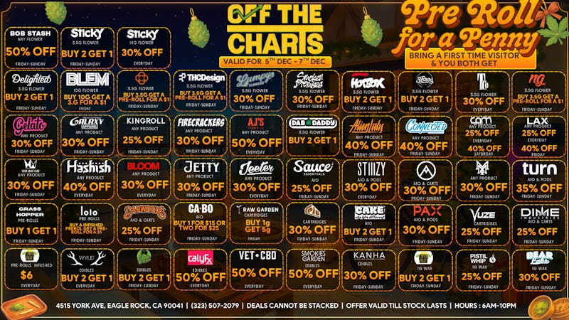 Off The Charts - Eagle Rock HOLIDAY HIGHS & GREAT DEALS @OTC EAGLE ROCK!!