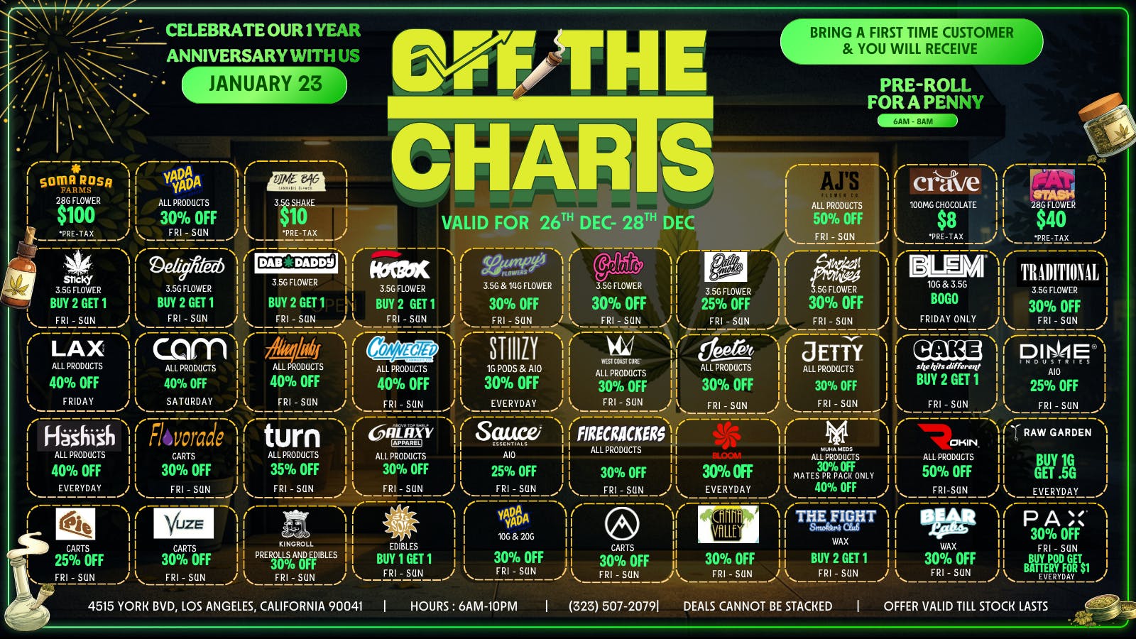 Off The Charts - Eagle Rock HAPPY HOLIDAZE, BEST DEALS AT OTC EAGLE ROCK