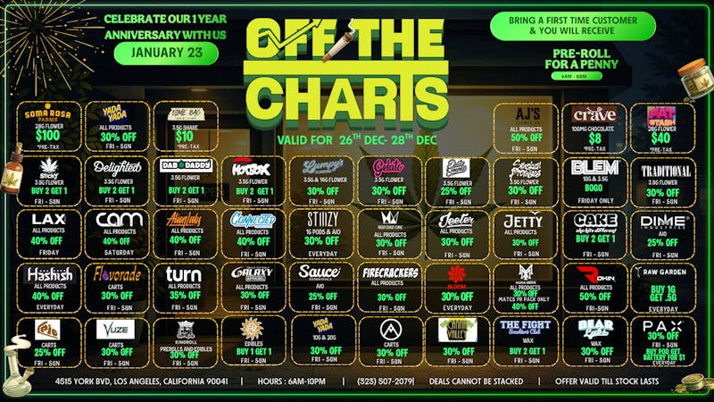 Off The Charts - Eagle Rock HAPPY HOLIDAZE, BEST DEALS AT OTC EAGLE ROCK