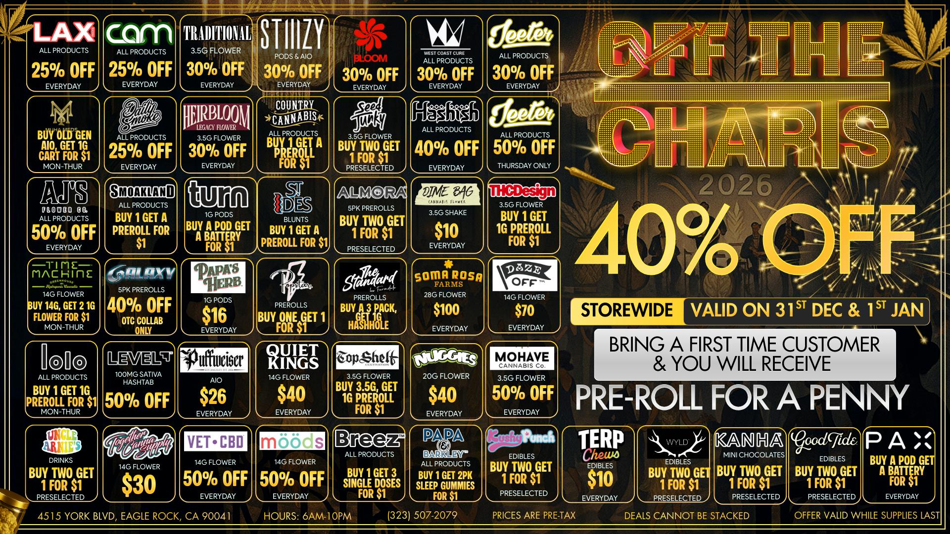 Off The Charts - Eagle Rock START THE NEW YEAR RIGHT - BEST DEALS IN LA!