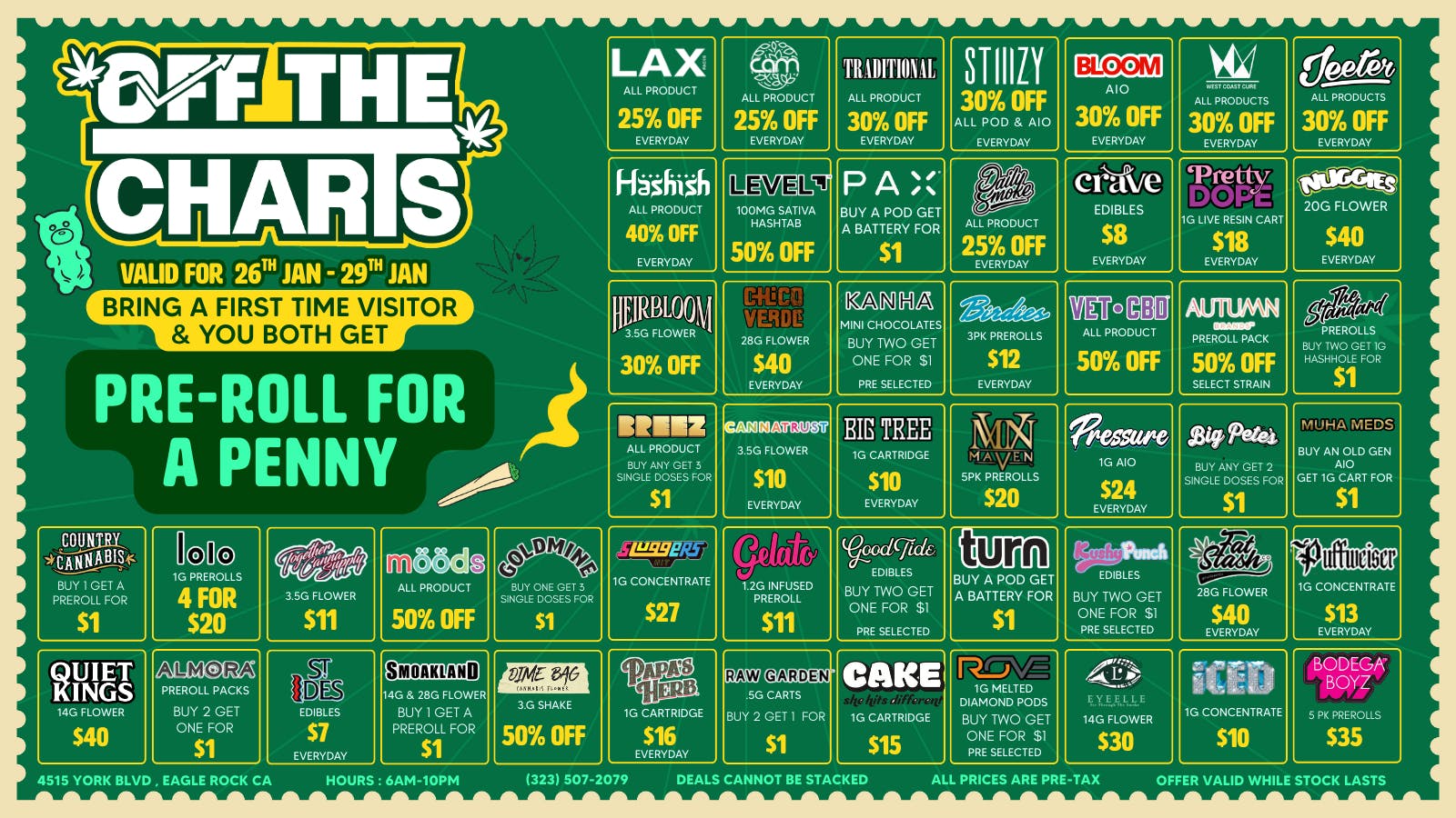 Off The Charts - Eagle Rock FINISH JANUARY WITH THESE DOPE DEALS LA!