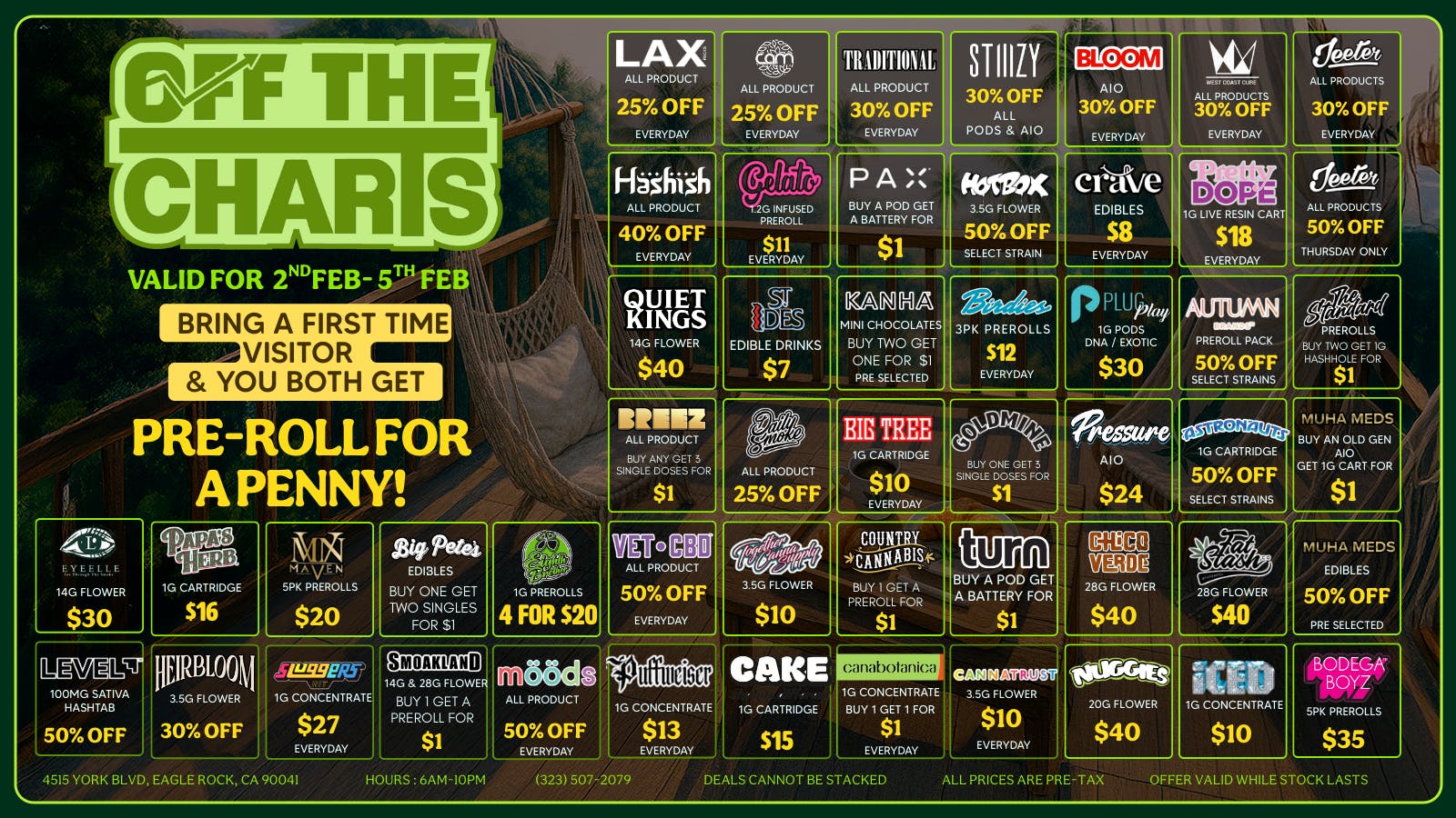 Off The Charts - Eagle Rock DEALS ON DEALS - BEST OF LA!