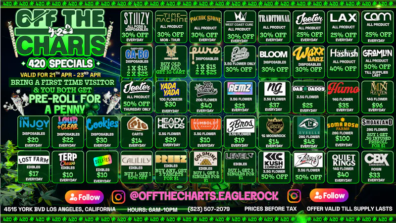 Off The Charts - Eagle Rock YOUR FAV 420 DEALS ALL MONTH LONG! @OTC EAGLE ROCK