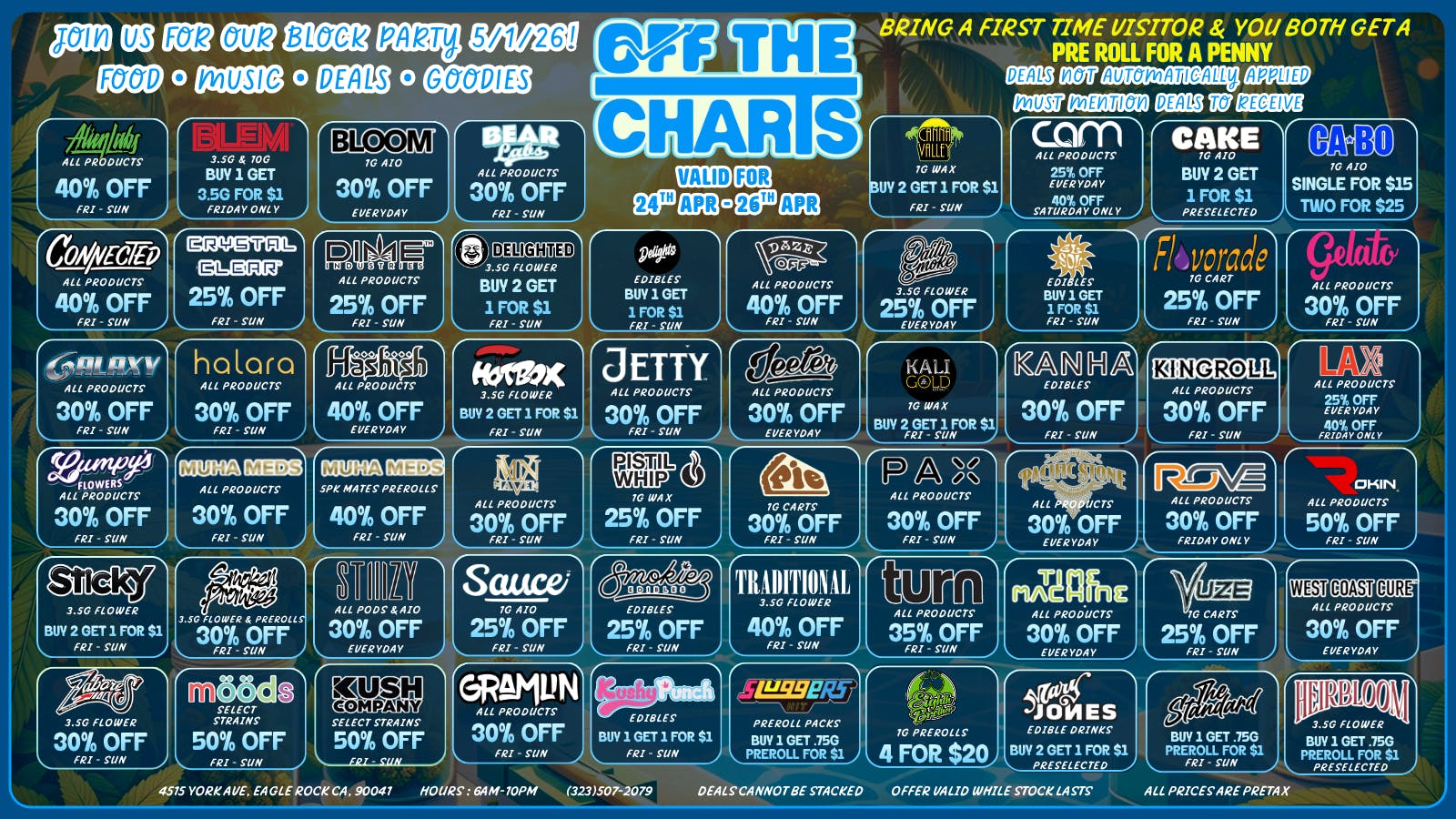 Off The Charts - Eagle Rock KEEP THE GOOD VIBES ROLLING - BEST DEALS IN LA!