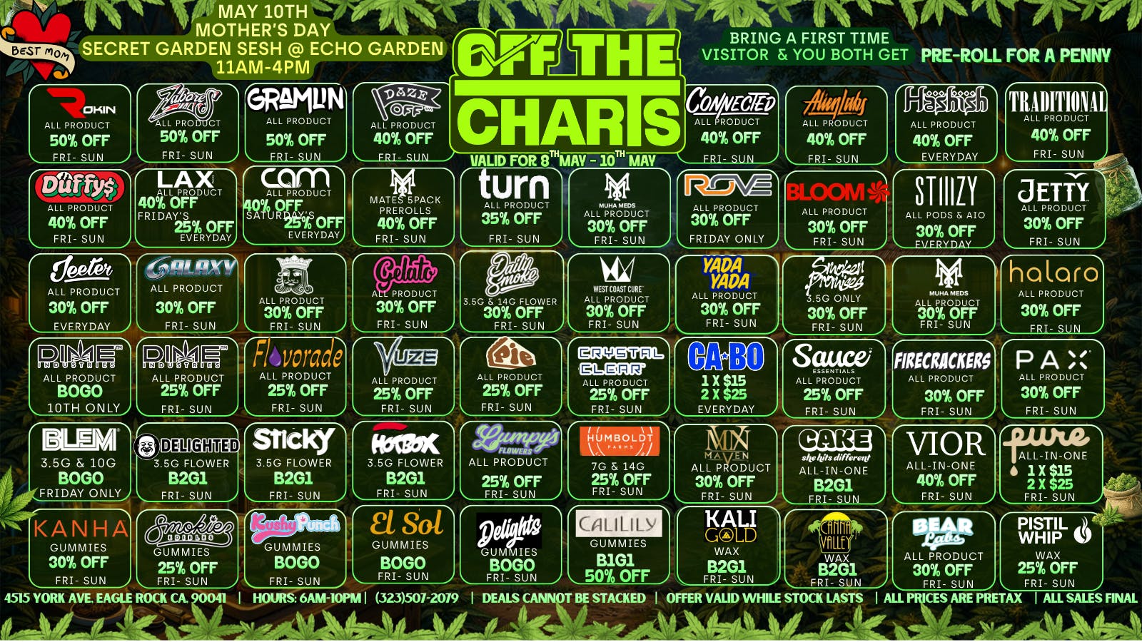 Off The Charts - Eagle Rock BLOOM & BLAZE 🌸🍃FLOWERS & DEALS FOR YOU AND MOM