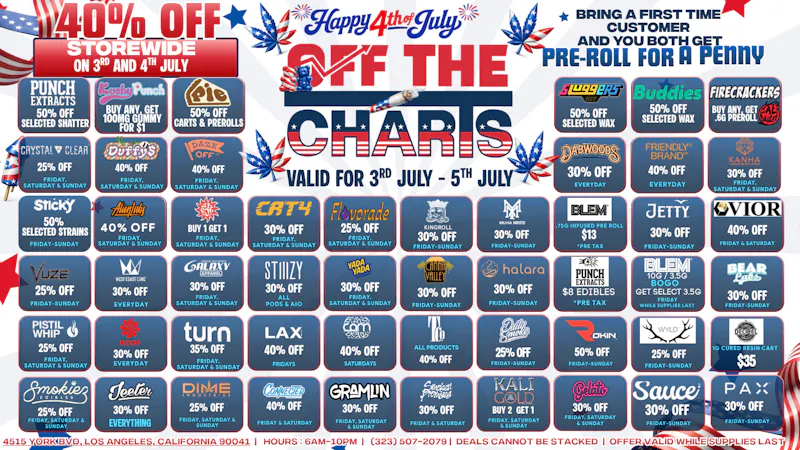 Off The Charts - Eagle Rock RED,WHITE, & BLAZE! BEST DEALS AT OTC EAGLE ROCK!